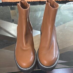 Calvin Klein Tan Ankle Boots with Chunky Sole